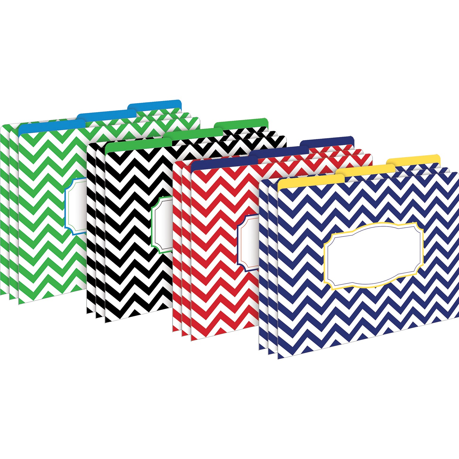 Barker Creek File Folder Set, 1/3-Cut Tab, Letter Size, Nautical Chevron, 12/Pack (2007)