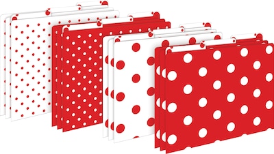 Barker Creek File Folder Set, 1/3-Cut Tab, Letter Size, Red & White Dot, 12/Pack (2009)