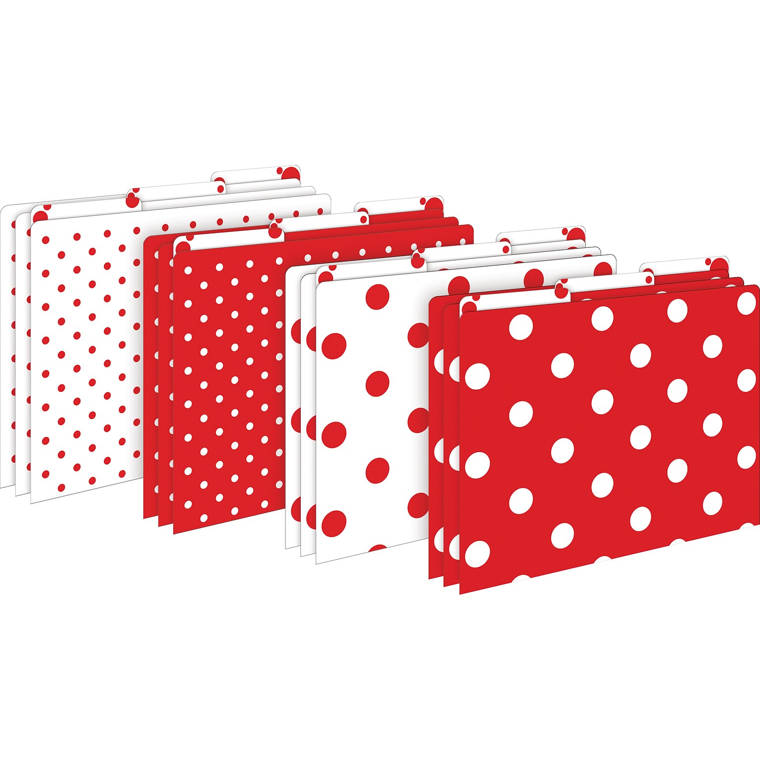 Barker Creek Red & White Dot File Folder, 1/3-Cut Tab, Letter Size, Assorted Colors, 12/Pack (2009)