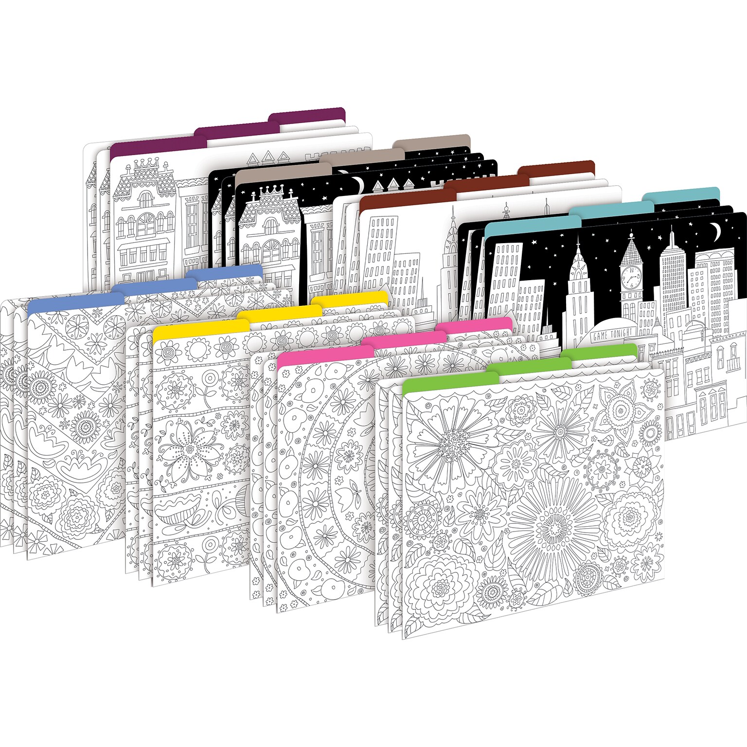 Barker Creek Color me! In My Garden & Cityscapes File Folder, 1/3-Cut Tab, Letter Size, Assorted Colors, 24/Set (4134)