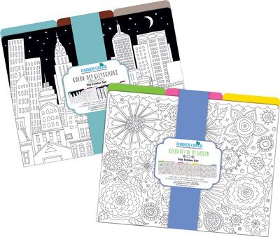 Barker Creek Color me! In My Garden & Cityscapes File Folder, 1/3-Cut Tab, Letter Size, Assorted Colors, 24/Set (4134)