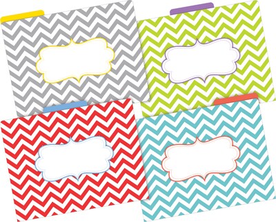 Barker Creek File Folder Set, 1/3-Cut Tab, Letter Size, Chevron, 24/Set (4135)