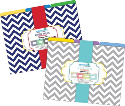 Barker Creek File Folder Set, 1/3-Cut Tab, Letter Size, Chevron, 24/Set (4135)