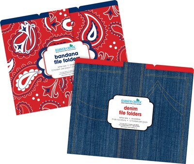 Barker Creek Western File Folder, 1/3-Cut Tab, Letter Size, Assorted Colors, 24/Set (4136)