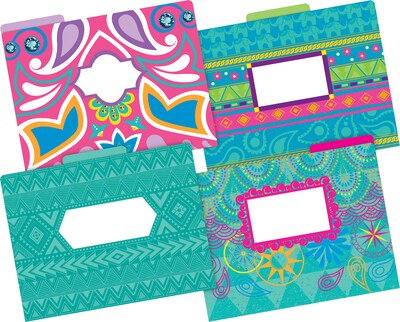 Barker Creek Bohemian File Folder, 1/3-Cut Tab, Letter Size, Assorted Colors, 36/Set (4375)