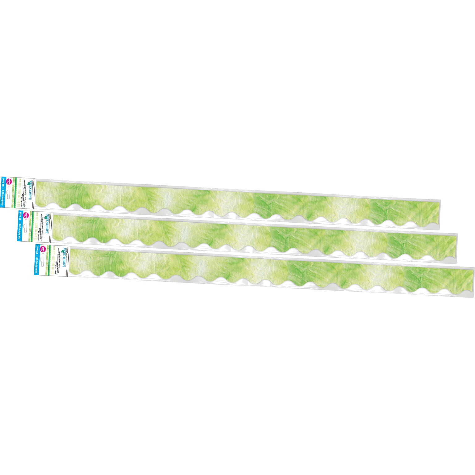 Barker Creek Double-Sided Scalloped Border, 36 x 2.25, Lime Tie-Dye and Ombré, 39/Pack (4334)