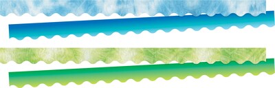 Barker Creek Double-Sided Scalloped Border Set, 36 x 2.25, Blue & Lime Tie-Dye and Ombré, 2 design