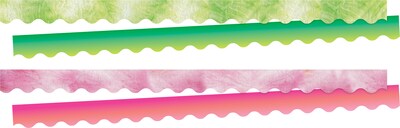 Barker Creek Double-Sided Scalloped Border Set, 36 x 2.25, Pink & Lime Tie-Dye and Ombré, 2 design