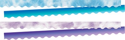 Barker Creek Double-Sided Scalloped Border Set, 36 x 2.25, Blue & Purple Tie-Dye and Ombré, 2 desi