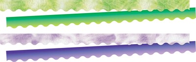Barker Creek Double-Sided Scalloped Border Set, 36 x 2.25, Purple & Lime Tie-Dye and Ombré, 2 desi