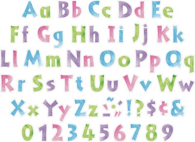 Barker Creek Tie 4 Dye & Ombré Letters and Numbers, Multicolored, 255/Pack (1739)