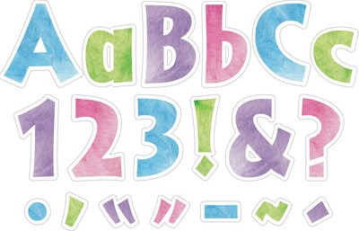 Barker Creek Tie 4" Dye & Ombré Letters and Numbers, Multicolored, 255/Pack (1739)