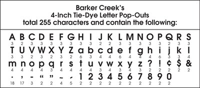 Barker Creek Tie 4" Dye & Ombré Letters and Numbers, Multicolored, 255/Pack (1739)