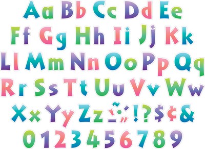 Barker Creek Tie 4 Dye & Ombré Letters and Numbers, Multicolored, 255/Pack (1740)