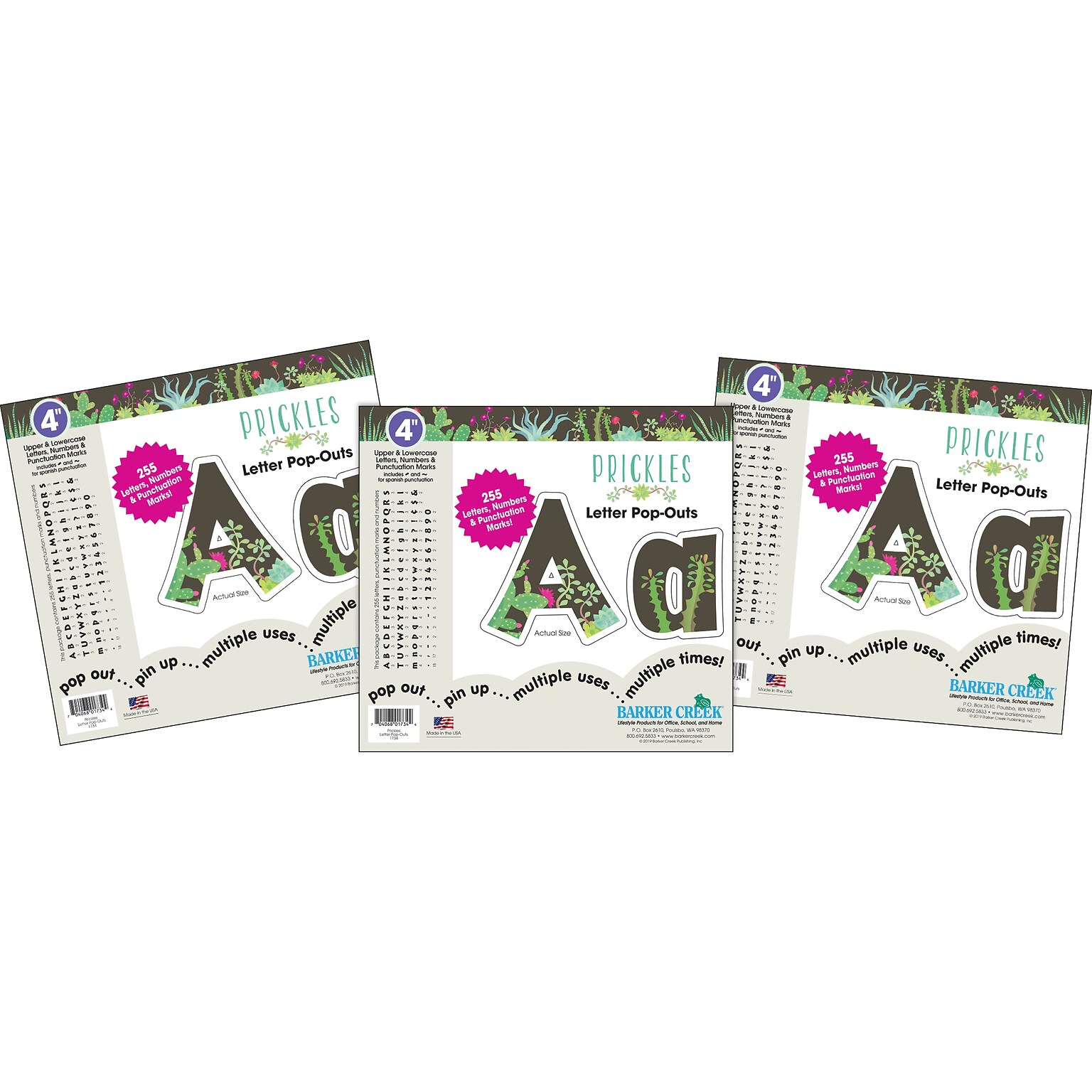 Barker Creek Petals & Prickles  4 Letters and Numbers, Multicolored, 765/Pack (4319)