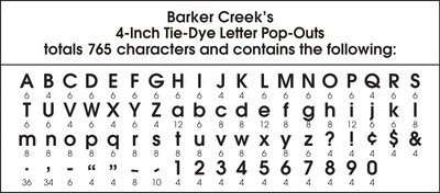 Barker Creek Tie 4" Dye & Ombré Letters and Numbers, Multicolored, 765/Pack (4350)