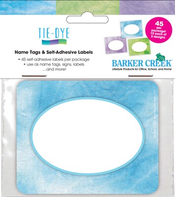 Barker Creek Name Tags/Self-Adhesive Labels, Tie-Dye, 45/Pack (1558)