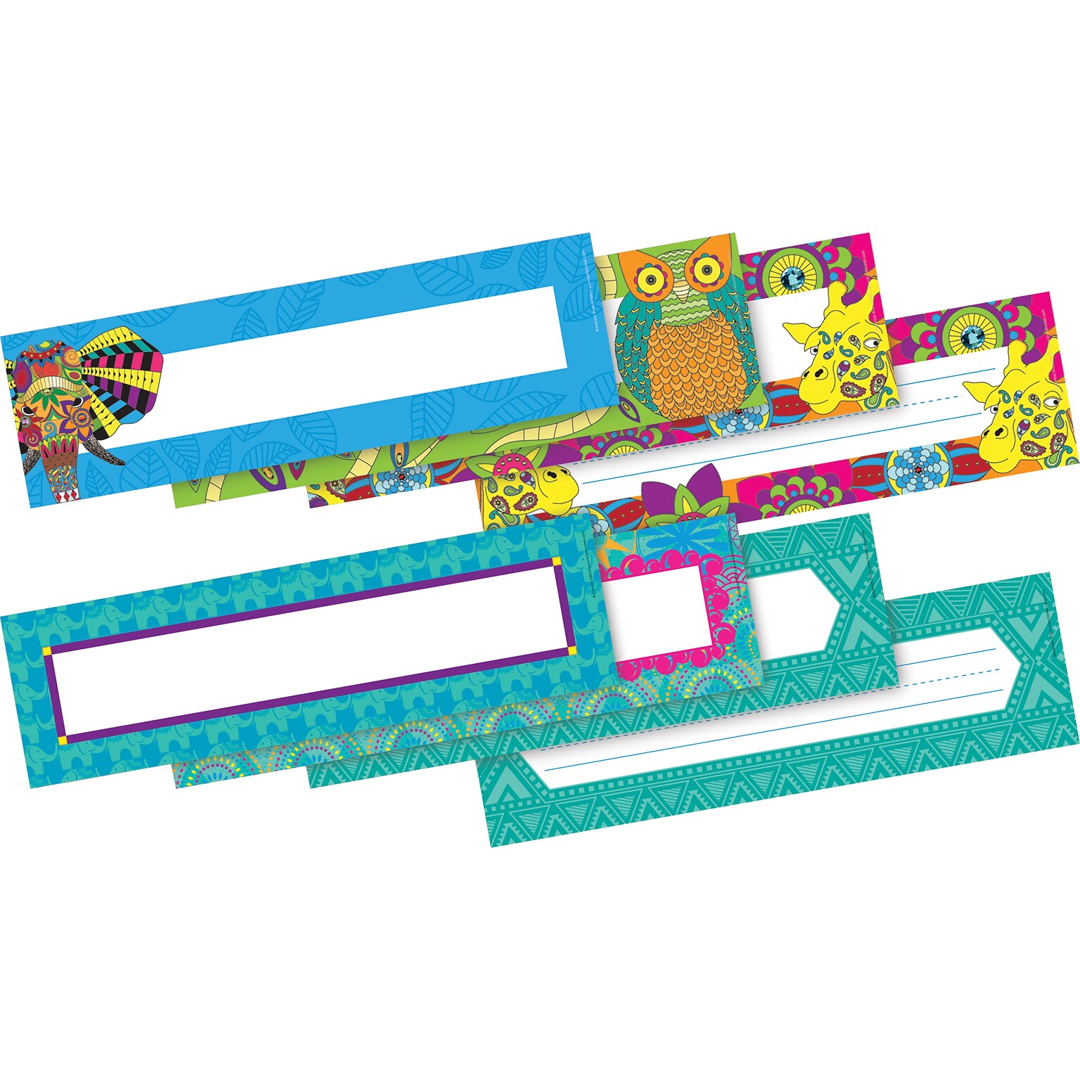 Barker Creek Bohemian & Bohemian Animals School Name Plates, 12 x 3.5, 72/Set (4133)