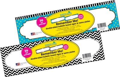 Barker Creek Splash of Color & Black Chevron School Name Plates, 12" x 3.5", 72/Set (4142)
