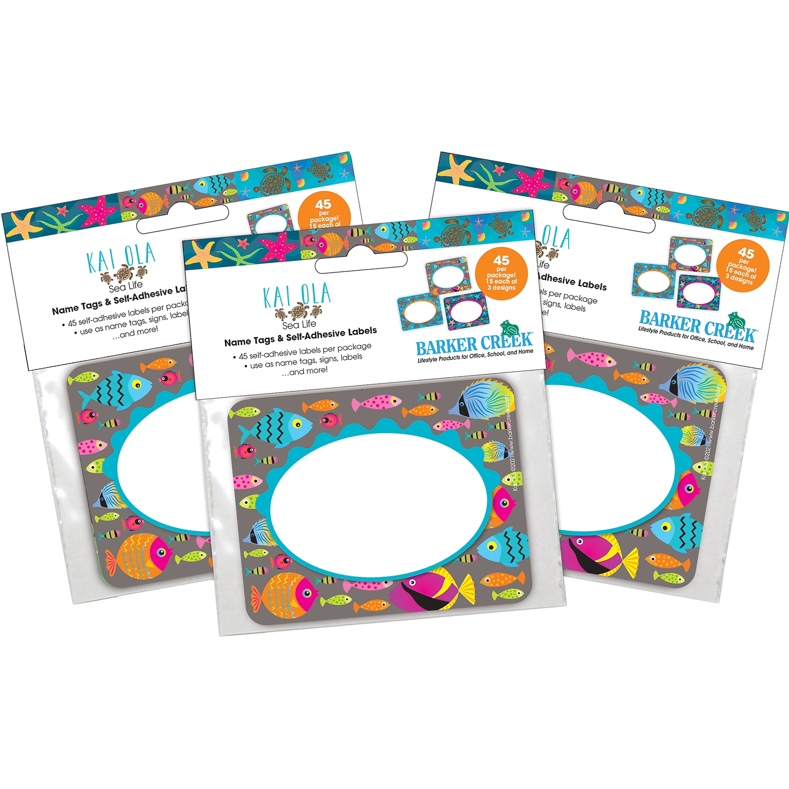 Barker Creek Self-adhesive Kai Ola School Name Tags, 2.75 x 3.5, 135/Set (4313)