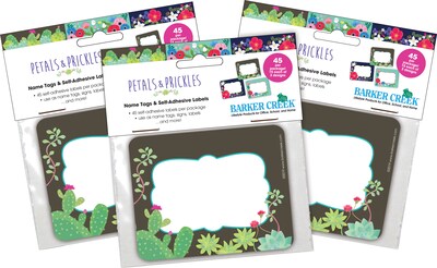 Barker Creek Self-adhesive Petals & Prickles School Name Tags, 2.75 x 3.5, 135/Set (4316)