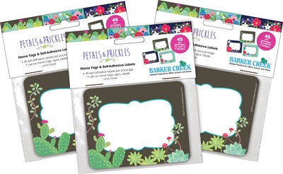 Barker Creek Name Tags/Self-Adhesive Labels, Petals & Prickles, 135/Set (4316)