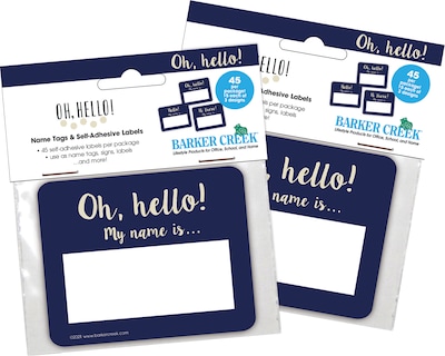 Barker Creek Name Tags/Self-Adhesive Labels, Oh Hello!, 90/Set (4323)