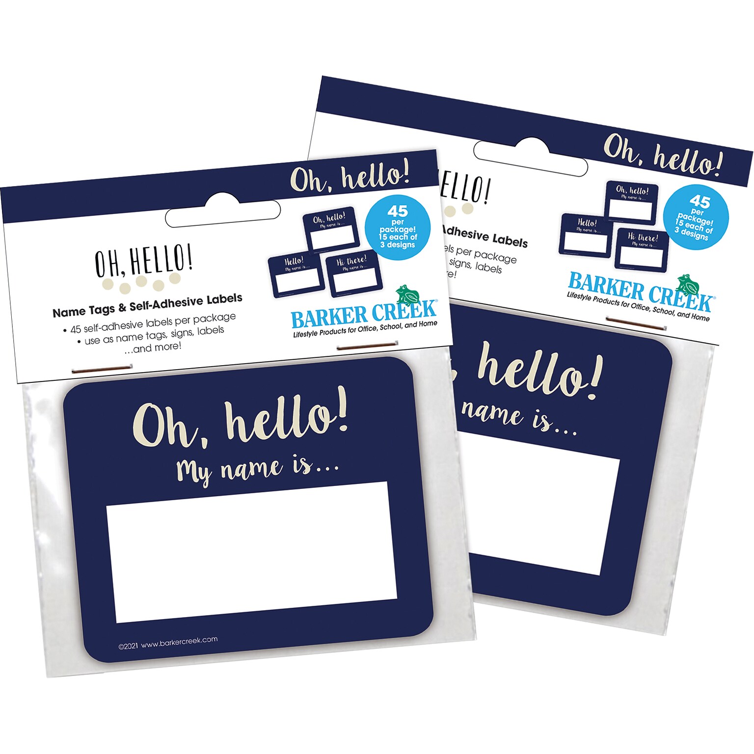 Barker Creek Self-adhesive Oh Hello! School Name Tags, 2.75 x 3.5, 90/Set (4323)