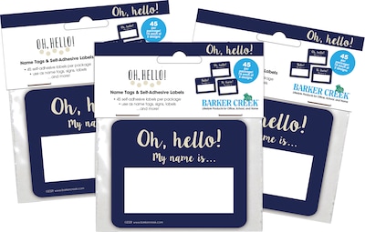 Barker Creek Name Tags/Self-Adhesive Labels, Oh Hello!, 135/Set (4324)