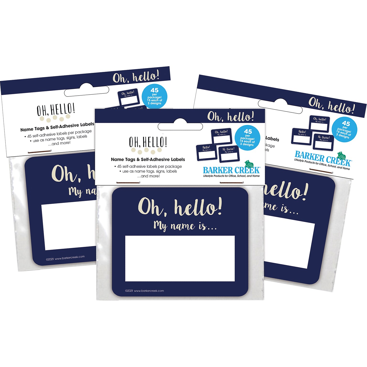 Barker Creek Self-adhesive Oh Hello! School Name Tags, 2.75 x 3.5, 135/Set (4324)