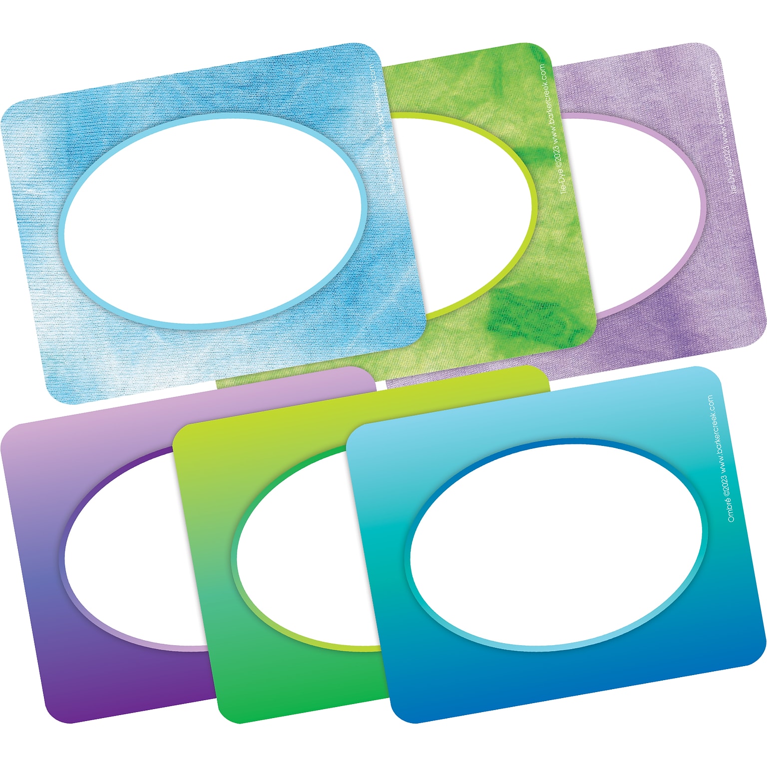 Barker Creek Name Tags/Self-Adhesive Labels, Tie-Dye & Ombré, 90/Set (4364)