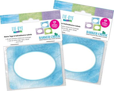 Barker Creek Self-adhesive Tie-Dye School Name Tags, 2.75" x 3.5", 90/Set (436/Pack6)