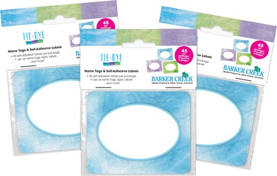 Barker Creek Self-adhesive Tie-Dye School Name Tags, 2.75" x 3.5", 135/Set (436/Pack8)