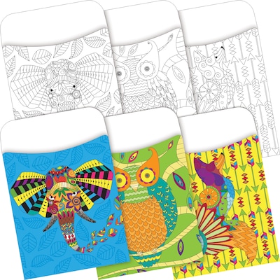 Barker Creek Peel & Stick Library Pockets, Bohemian Animals, 60/Set (3887)