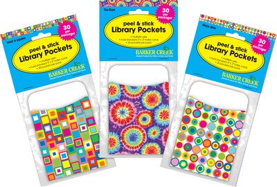 Barker Creek Groovy Library Library Pockets, 5.125" x 3.5", 90/Set (4140)