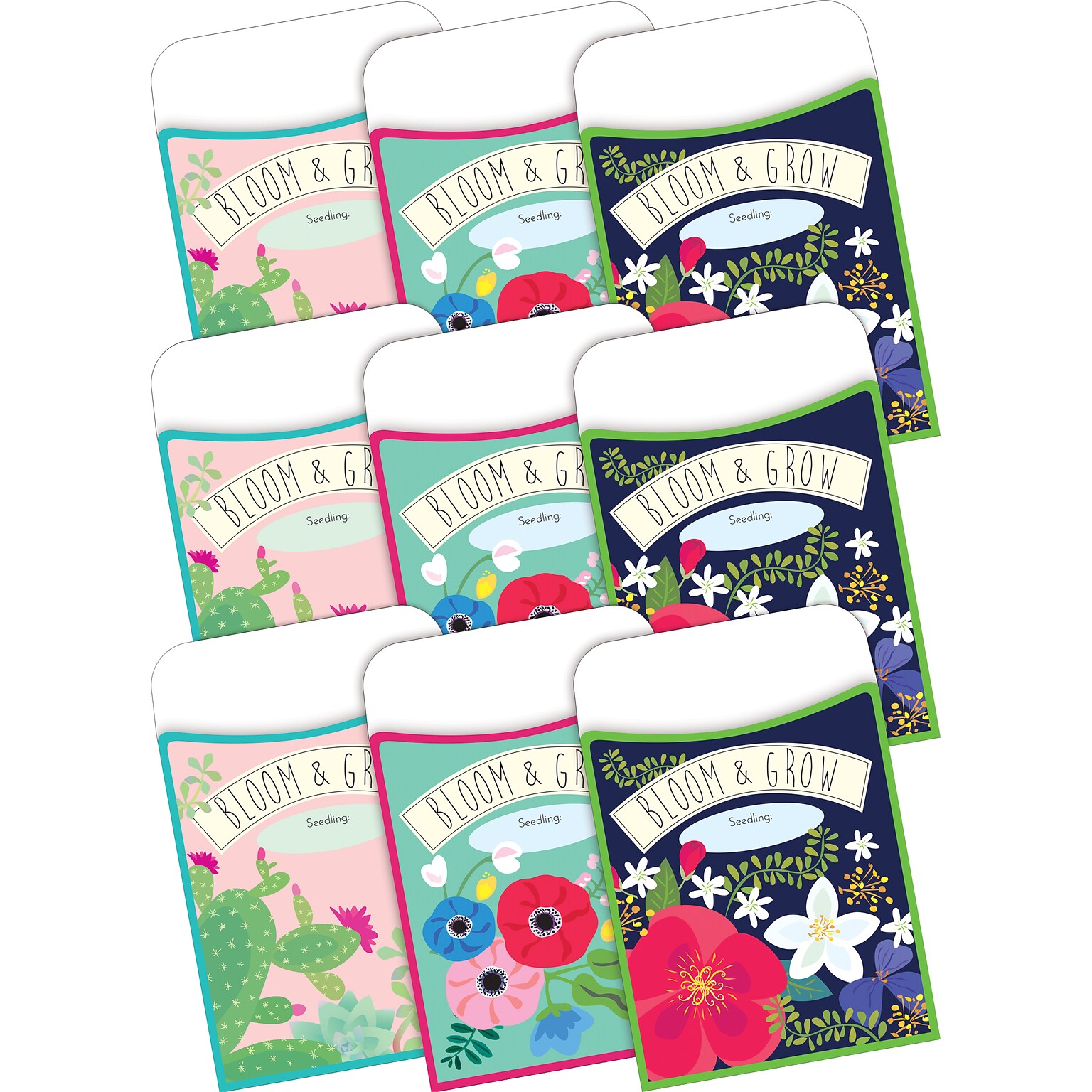 Barker Creek Petals & Prickles Peel & Stick Library Pockets, 5.125 x 3.5, 90/Set (4320)