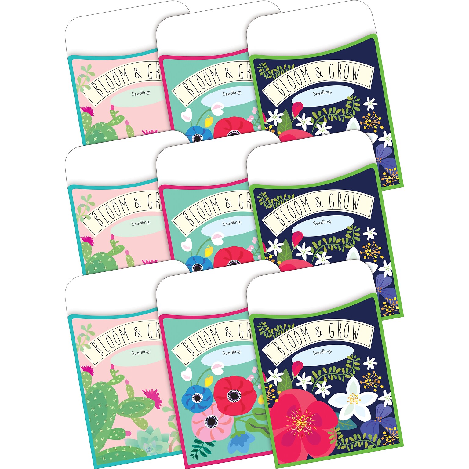 Barker Creek Peel & Stick Library Pockets, Petals & Prickles, 90/Set (4320)