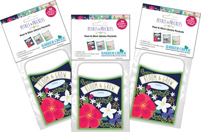 Barker Creek Peel & Stick Library Pockets, Petals & Prickles, 90/Set (4320)