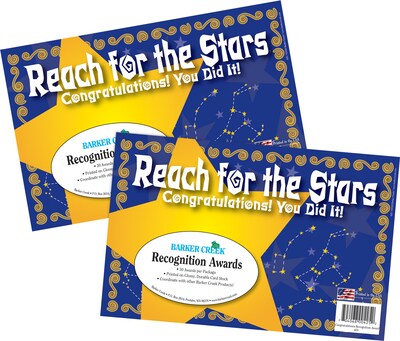 Barker Creek Reach for the Stars Recognition Awards, 8.5" x 5.5”, Multicolored, 60/Set (4144)
