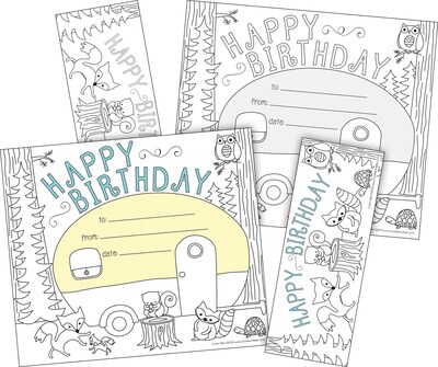 Barker Creek Color Me! Happy Birthday Awards & Bookmarks Set, 8.5 x 5.5”, Multicolored, 60/Set (414