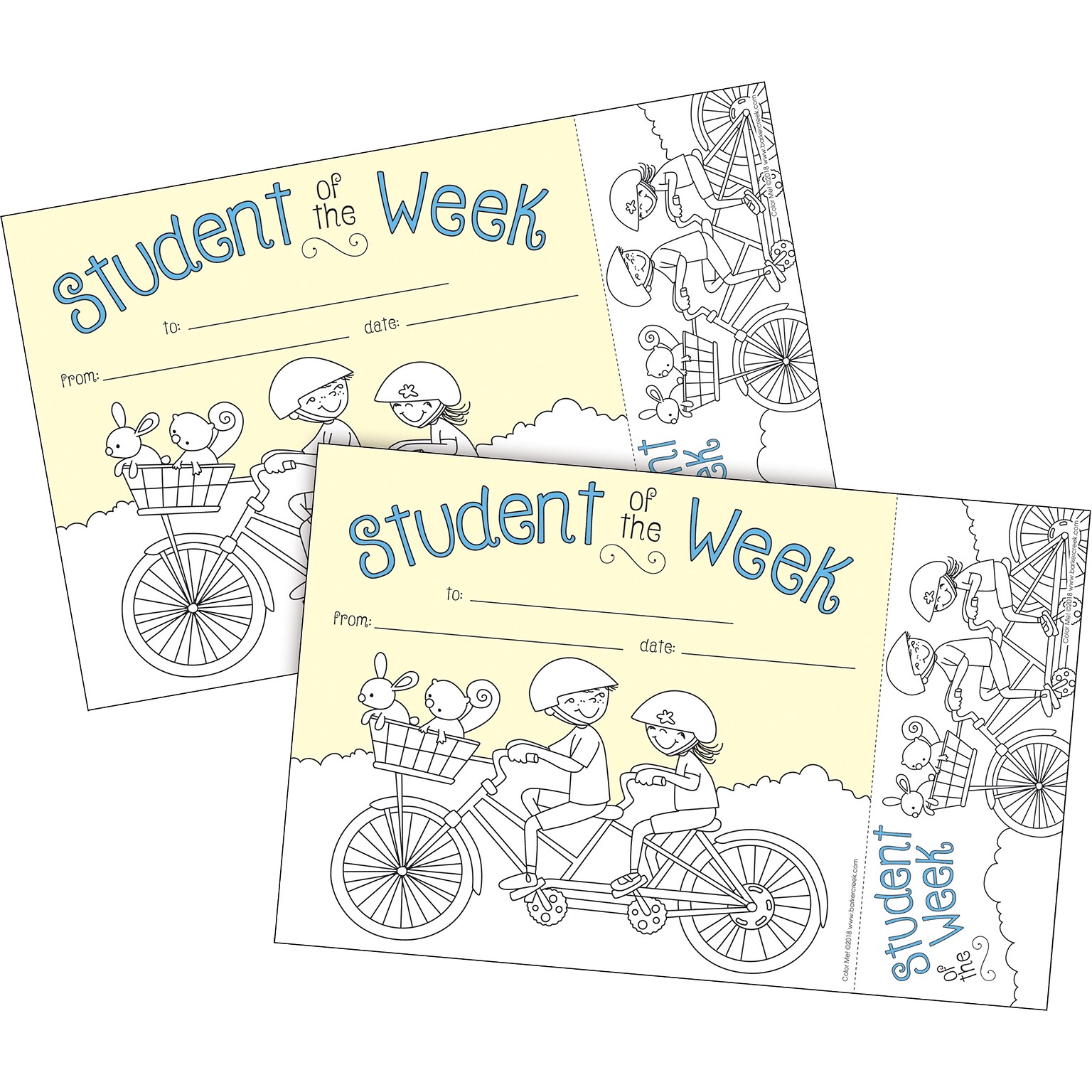 Barker Creek Color Me! Student of the Week Awards & Bookmarks Set, 8.5 x 5.5”, Multicolored, 60/Set (4149)