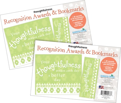 Barker Creek Thoughtfulness Awards & Bookmarks Set, 8.5" x 5.5”, Multicolored, 60/Set (4152)