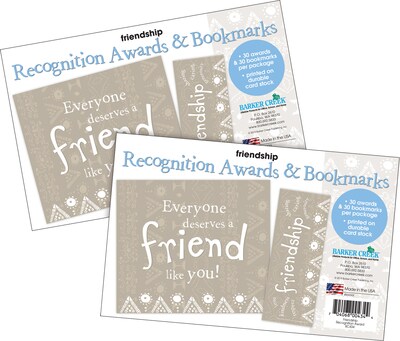 Barker Creek Friendship Awards & Bookmarks, 60/Set (4153)