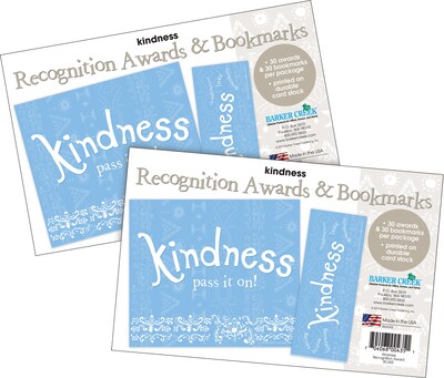 Barker Creek Kindness Awards & Bookmarks Set, 8.5" x 5.5”, Multicolored, 60/Set (4154)