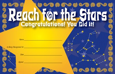 Barker Creek Reach for the Stars Recognition Awards, 8.5 x 5.5”, Multicolored, 90/Set (4161)