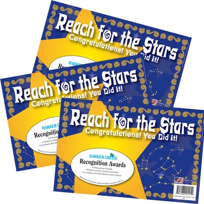 Barker Creek Reach for the Stars Recognition Awards, 8.5" x 5.5”, Multicolored, 90/Set (4161)