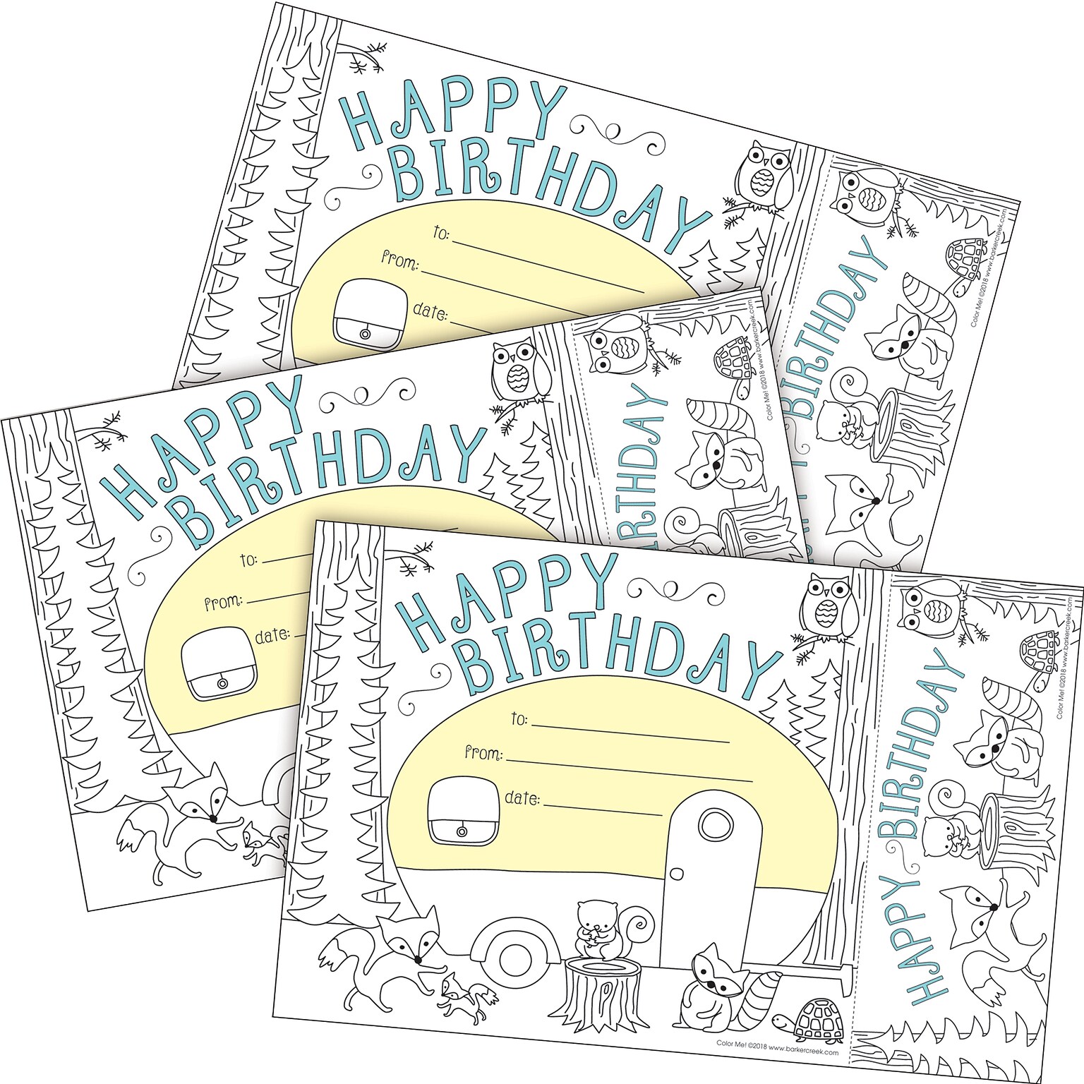 Barker Creek Color Me! Happy Birthday Awards & Bookmarks Set, 8.5 x 5.5”, Multicolored, 90/Set (4163)