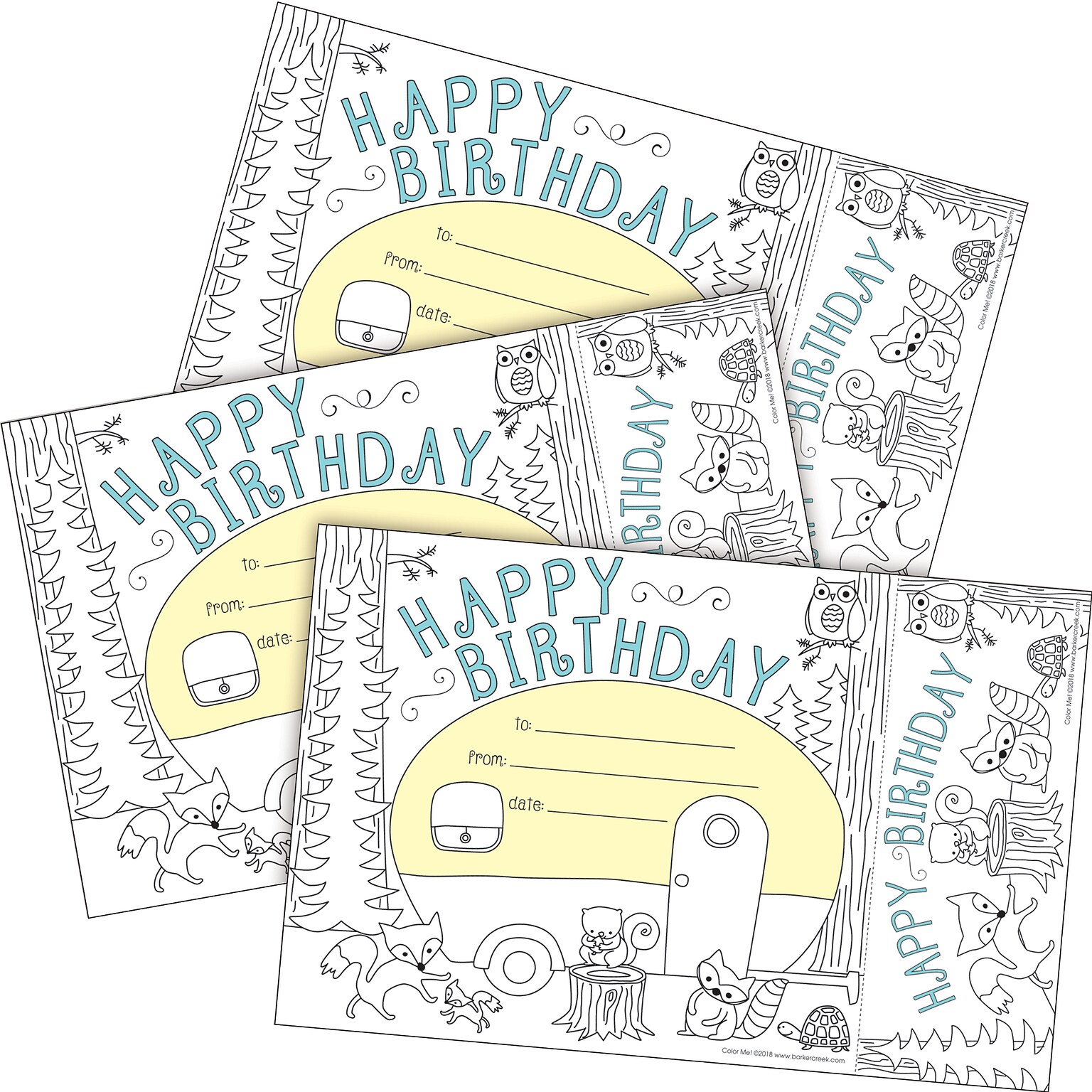 Barker Creek Color Me! Happy Birthday Awards & Bookmarks, 90/Set (4163)