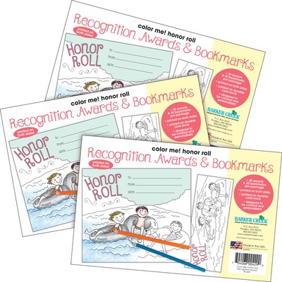Barker Creek Color Me! Honor Roll Awards & Bookmarks Set, 8.5" x 5.5”, Multicolored, 90/Set (4165)