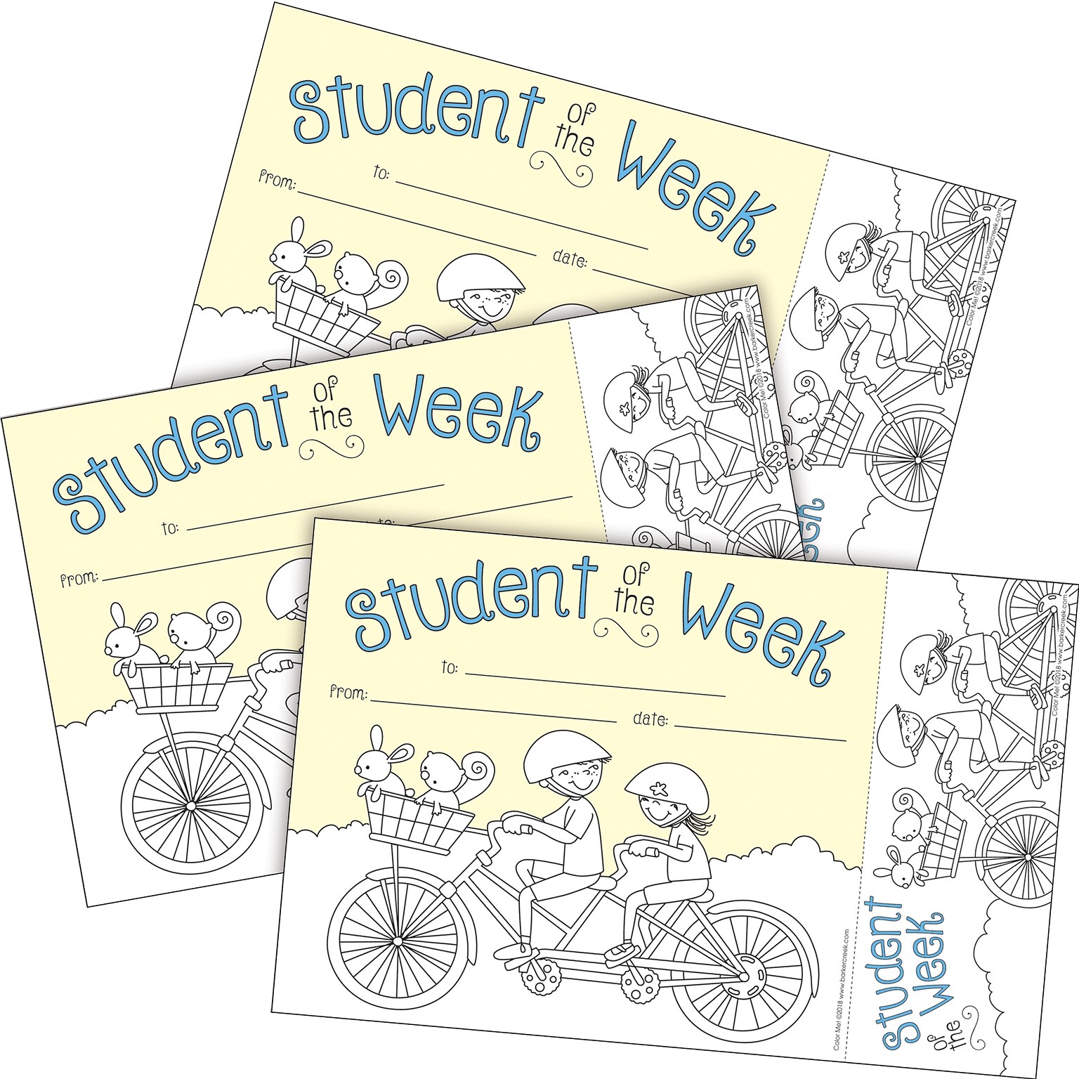 Barker Creek Color Me! Student of the Week Awards & Bookmarks Set, 8.5 x 5.5”, Multicolored, 90/Set (4166)